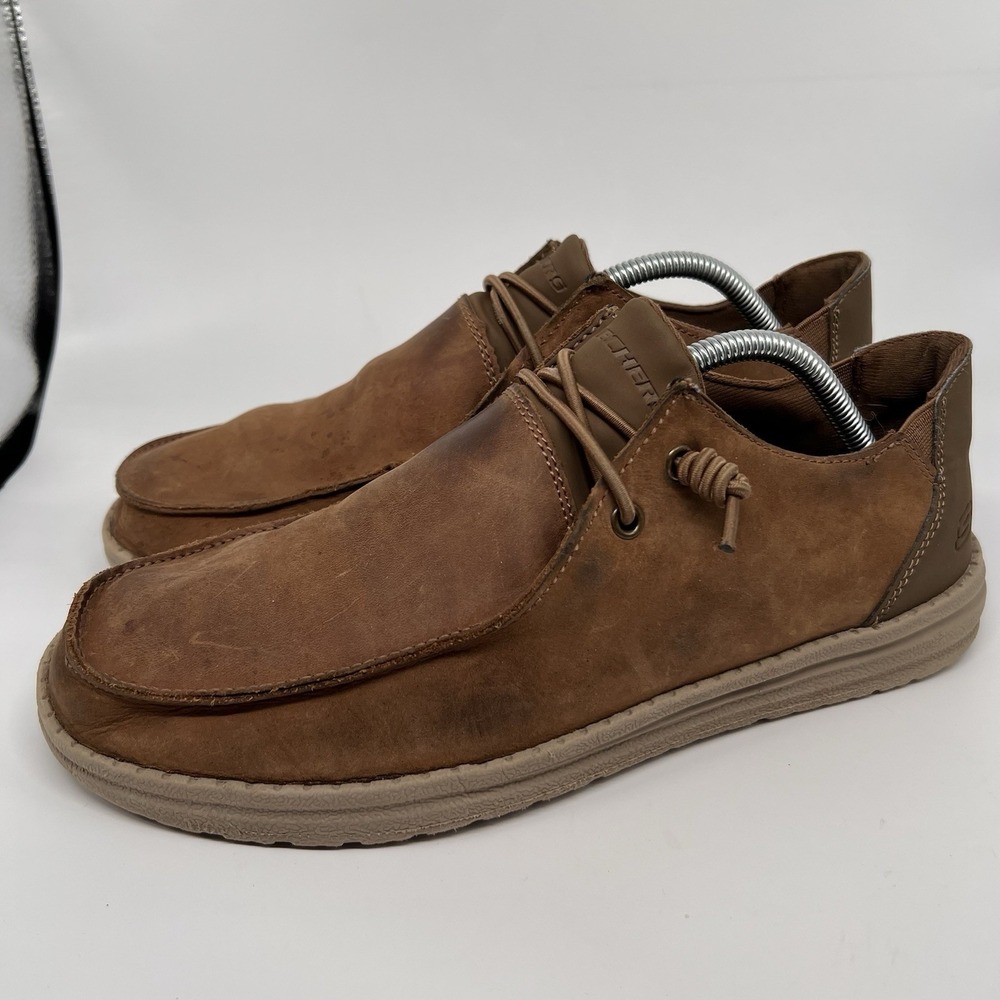 Skechers Relaxed Melson Ramilo Mens 9.5 Brown Chukka Slip-On Loafer Boat Shoes